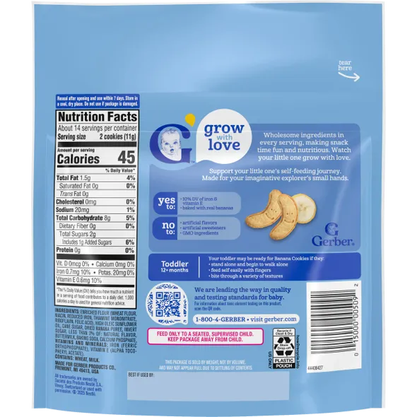 Gerber Banana Cookies Toddler Snacks 12+ months - 142g