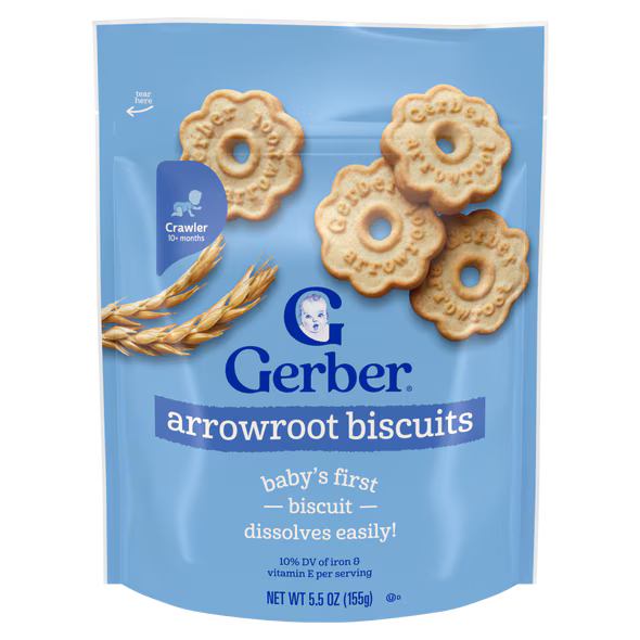 Gerber Arrowroot Cookies Baby Snacks 10 Plus Months 155g