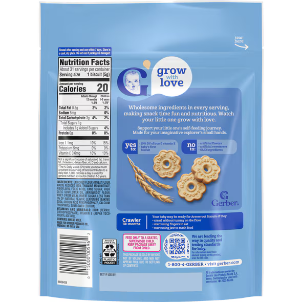 Gerber Arrowroot Cookies Baby Snacks 10 Plus Months 155g