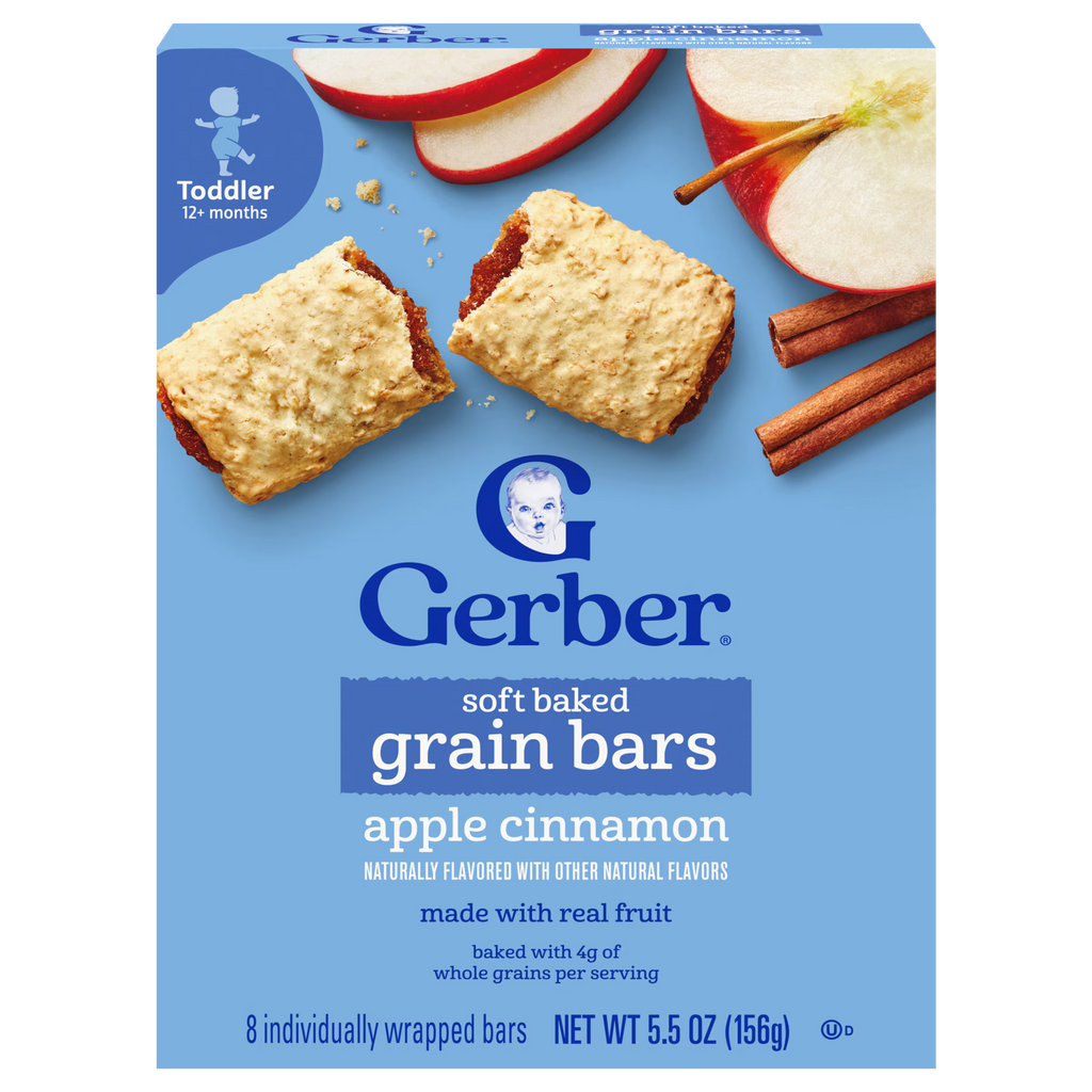 Gerber Apple Cinnamon Soft Baked Grain Bars for Toddlers 12 plus Months