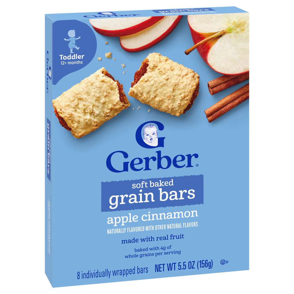 Gerber Apple Cinnamon Soft Baked Grain Bars for Toddlers 12 plus Months