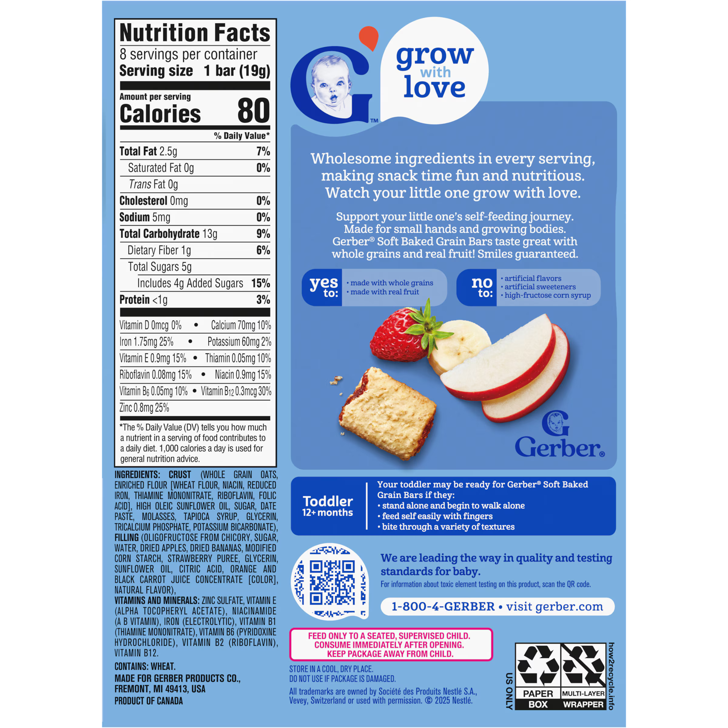 Gerber Strawberry Banana Soft Baked Grain Bars for Toddlers 12 plus Months
