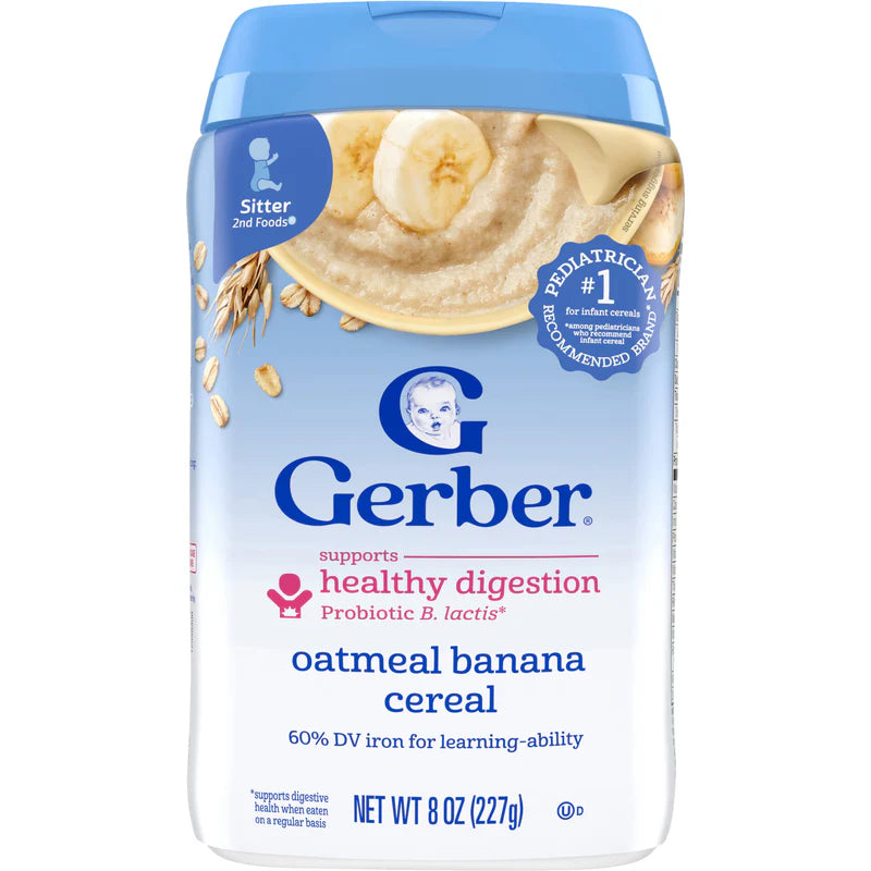 Gerber Oatmeal Banana Probiotic Cereal Sitter 6 plus Months