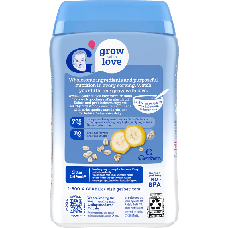 Gerber Oatmeal Banana Probiotic Cereal Sitter 6 plus Months