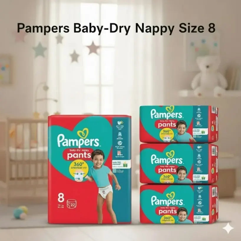 Pampers Baby Dry Pants Size 8 22 Count 17 Plus Kg Made in United Kingdom