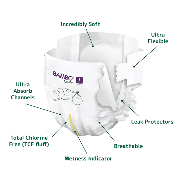 Bambo Nature Baby Diapers Size 1 Xs 2 to 4 kg 22 Count