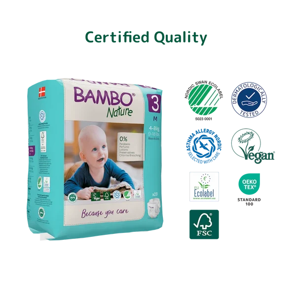 Bambo Nature Diapers Size 3 Medium 4 to 8 kg 28 Count