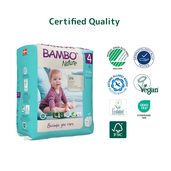 Bambo Nature Diapers Size 4 Large 7 to 14kg 24 Count