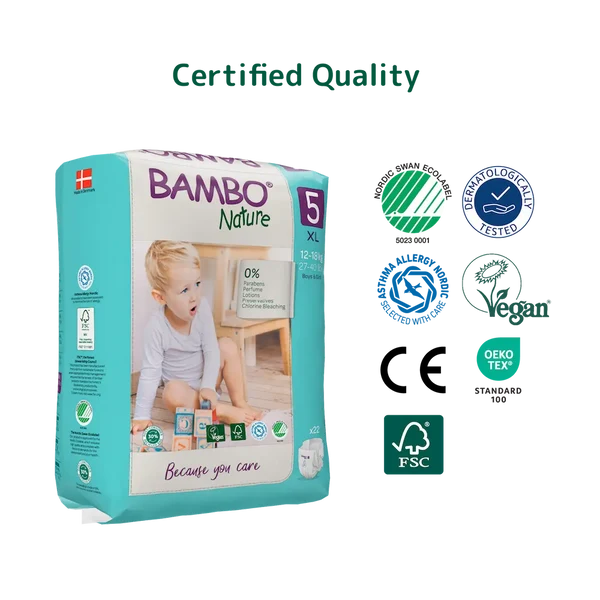 Bambo Nature Diapers Size 5 Xl 12 to 18kg 22 Count