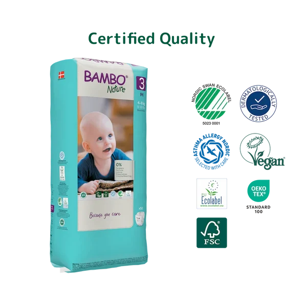 Bambo Nature Diapers Size 3 Medium 4 to 8 kg 52 Count