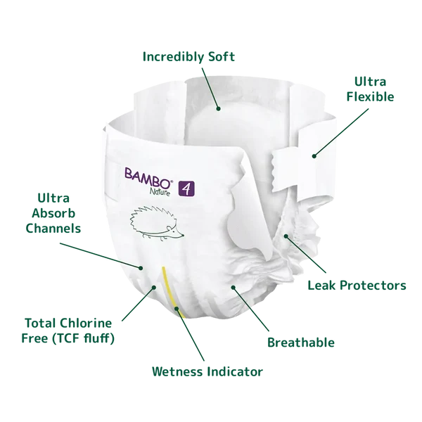 Bambo Nature Diapers Size 4 Large 7 to 14 kg 48 Count