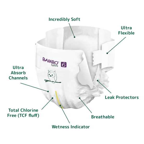 Bambo Nature Diapers Size 6 Xxl 16kg Plus 40 Count
