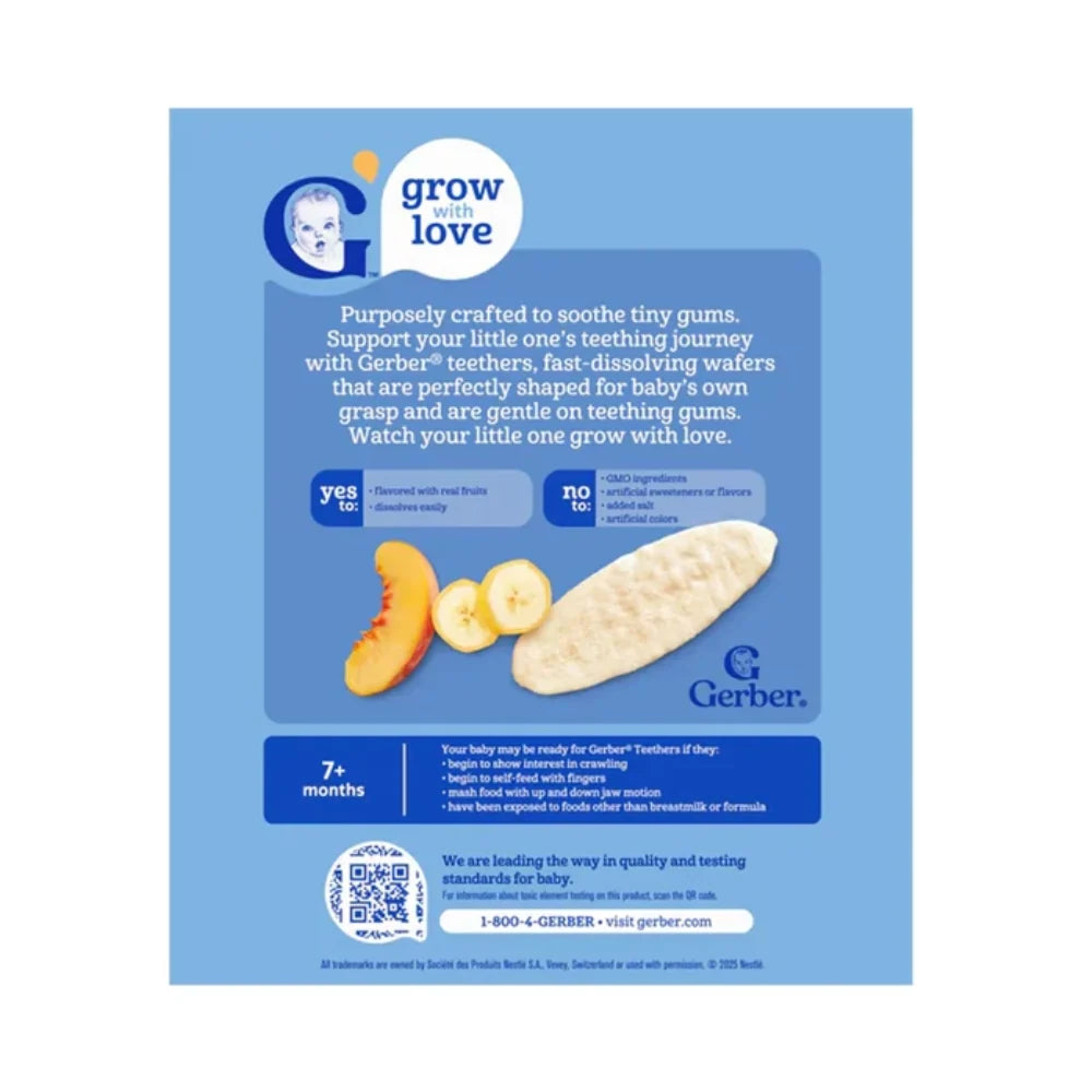 Gerber Banana Peach Teething Wafers 7 Plus Months Crawler - 48g