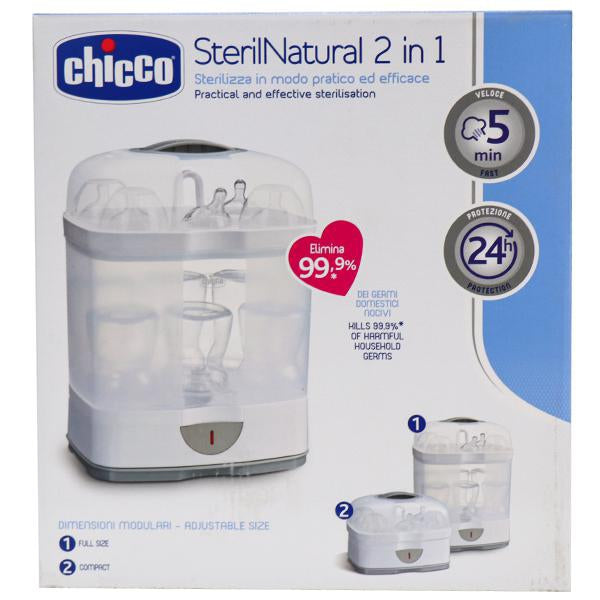 Chicco Baby Feeding Bottle Sterilizer 2 in 1 for 6 Bottles and Accessories White