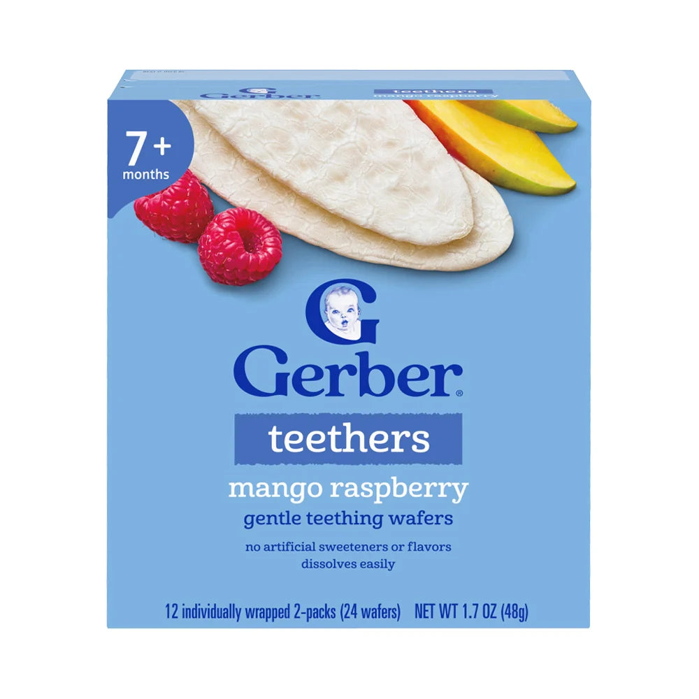 Gerber Mango Raspberry Teething Wafers 7 Plus Months Crawler - 48g