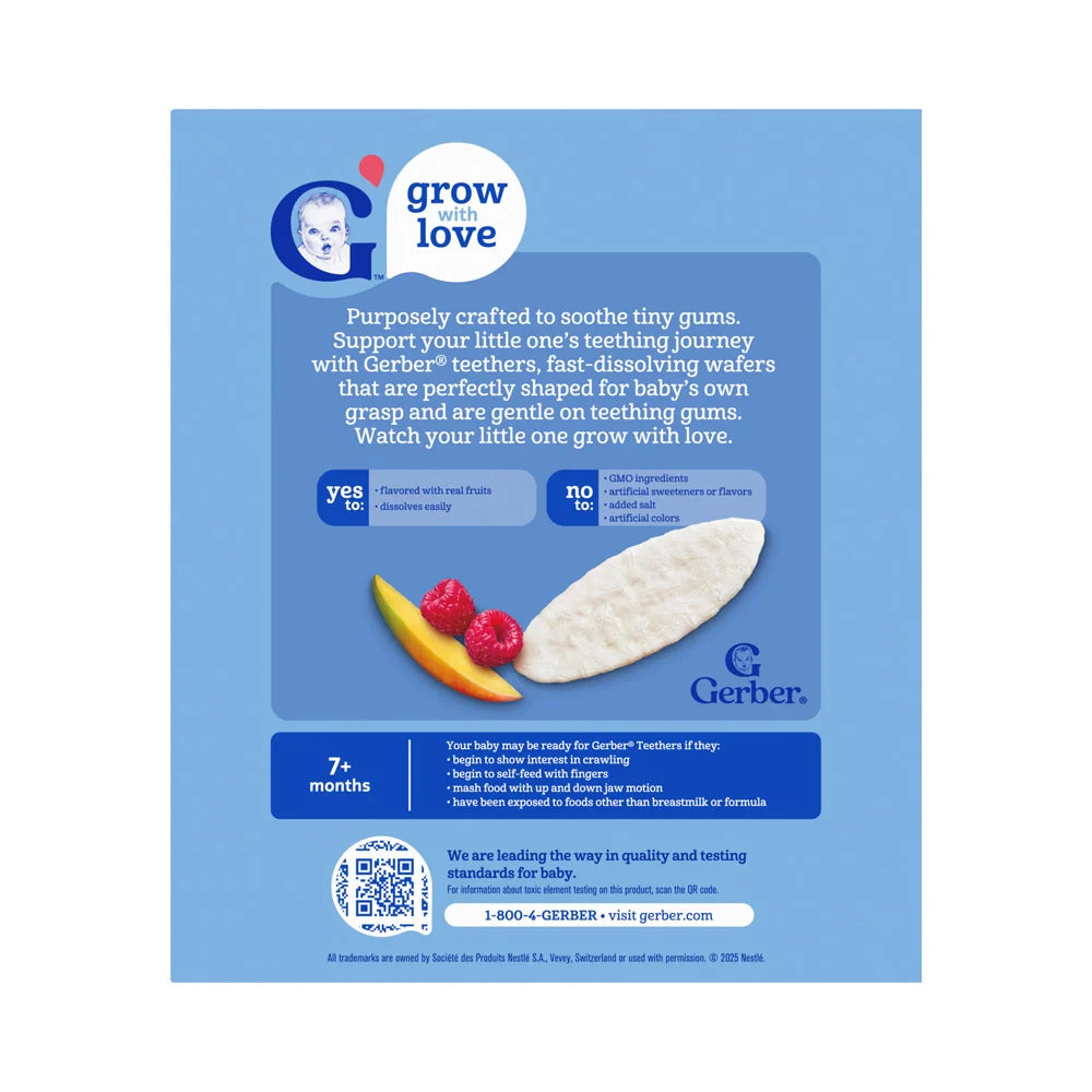 Gerber Mango Raspberry Teething Wafers 7 Plus Months Crawler - 48g