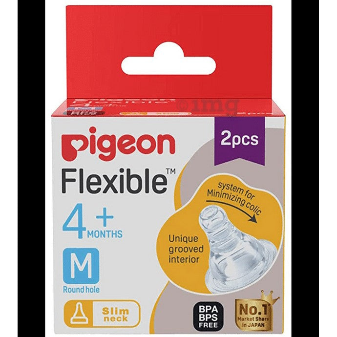 Pigeon Peristaltic Nipple M,For 4+ Month Babies,BPS Free,BPA Free,Pack of 2
