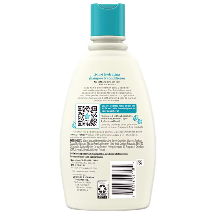 Aveeno Kids 2-in-1 Hydrating Shampoo & Conditioner 12 FL OZ | 354 ML