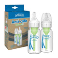 Dr Browns Narrow Glass Baby Bottles 4 oz 120ml with Level 1 Slow Flow Nipple 2 Pack 0 plus Months Babies