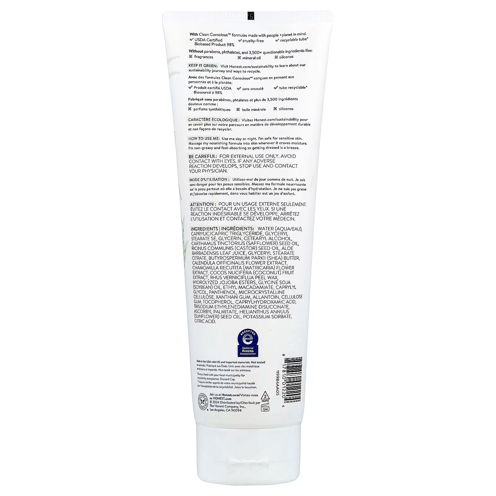 Honest Face + Body Lotion Fragrance Free 8.5 FL OZ. 250 ML