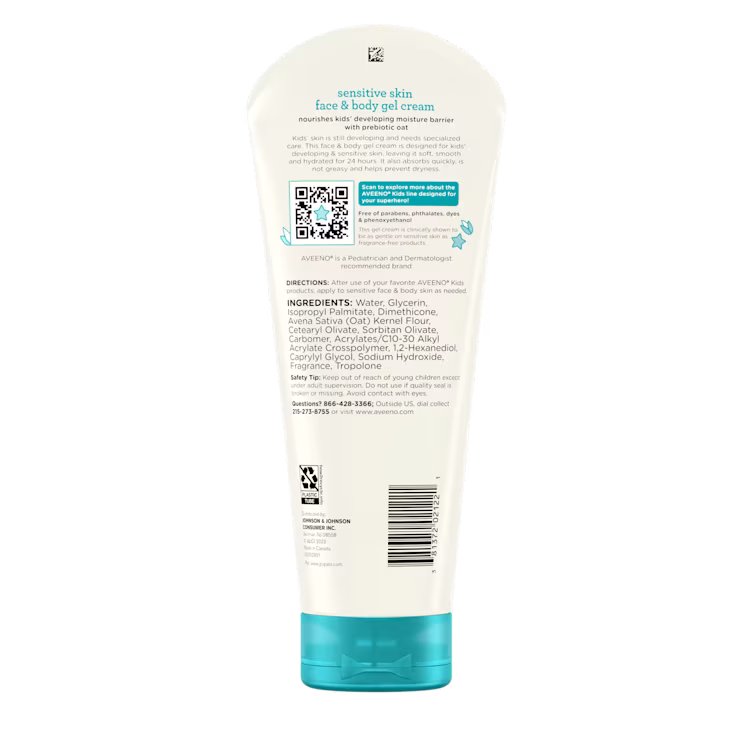 Aveeno Kids Sensitive Skin Face & Body Gel Cream 8 oz | 227g