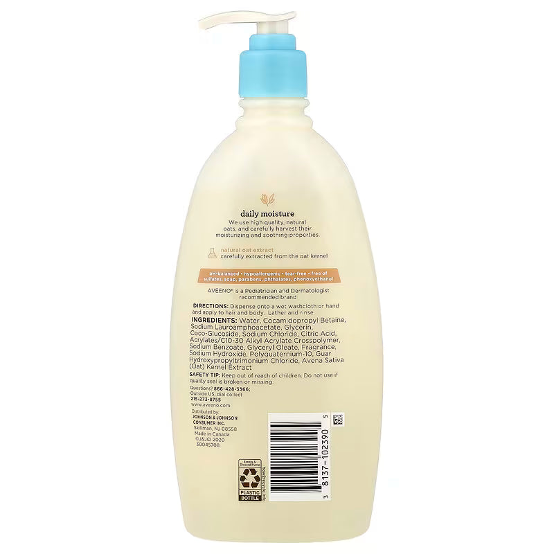 Aveeno Baby Daily Moisture Wash & Shampoo 18 FL OZ 532 ML