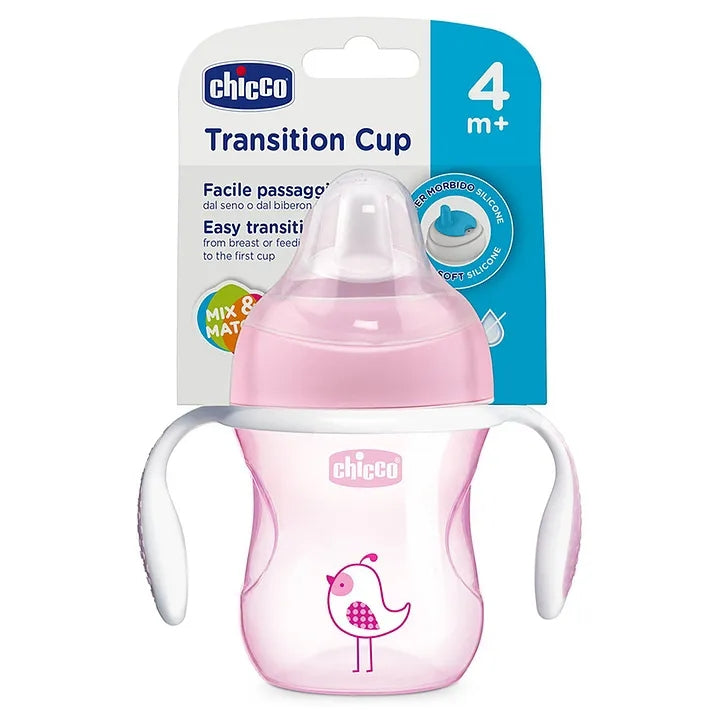 Chicco Transition Cup With Soft Silicone Spout Pink 200 ml Print May Vary
