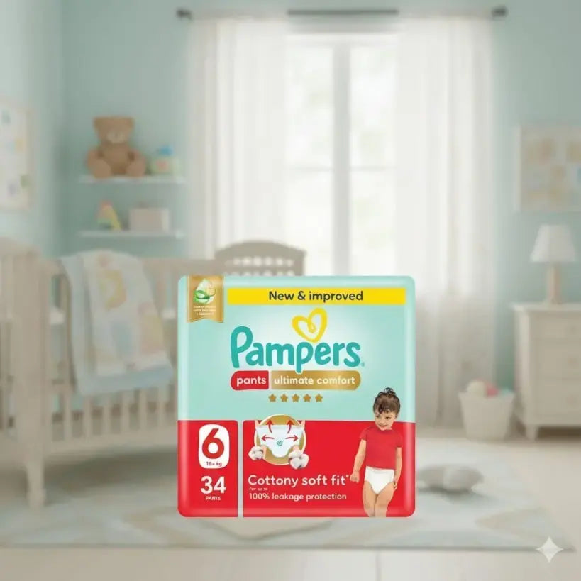 Pampers Ultimate Comfort Pants Size 6 16 plus kg 34 Count Made In Egypt