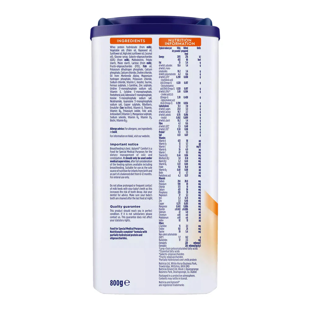 Aptamil Comfort Infant Formula for Colic Constipation 800g