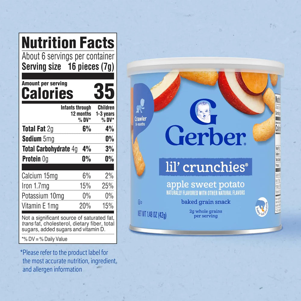 Gerber Lil’ Crunchies® Apple Sweet Potato snacks for baby Crawler 8+ months
