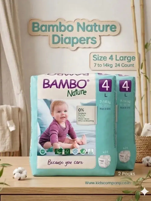 Bambo Nature Diapers Size 4 Large 7 to 14kg 24 Count
