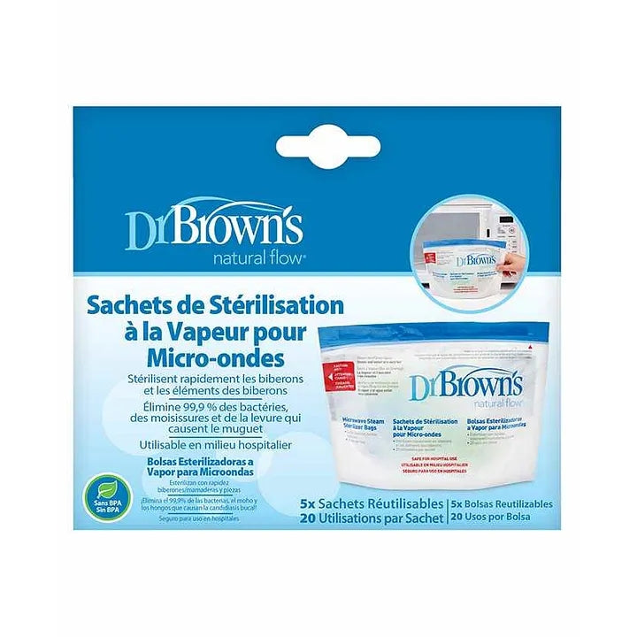 Dr Browns Natural Flow Microwave Steam Sterilizer Bags 5 Pack