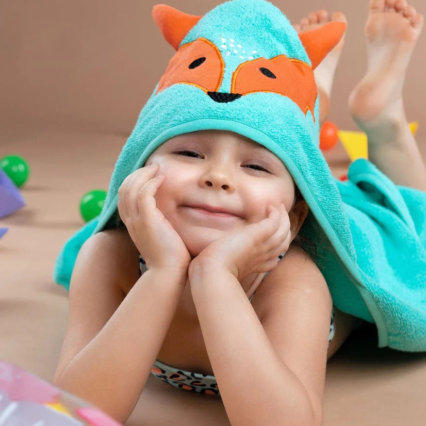 Rabitat Amazonia Kids Towel Zero Twist Cotton Towel with Hood  (0-5 years)  Green fox