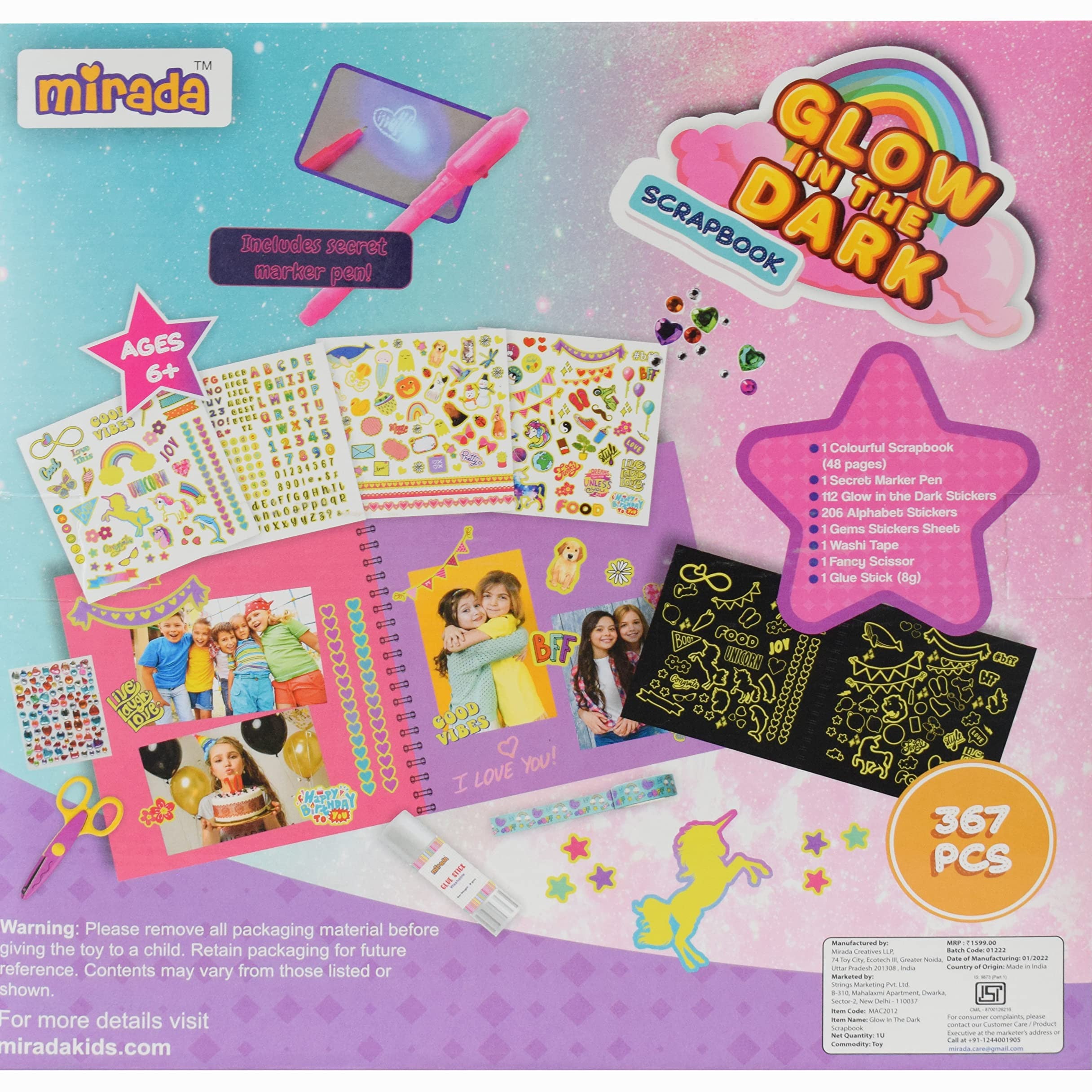 Mirada Art and Craft Glow in The Dark Scrapbook Ideal Geeft for Boys and Girls 6 plus Mac2012