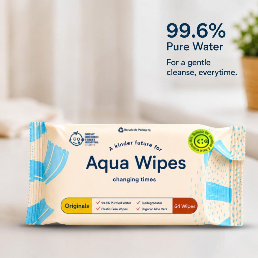 Aqua Wipes Original 99.6% Water Baby Wipes 64 Count