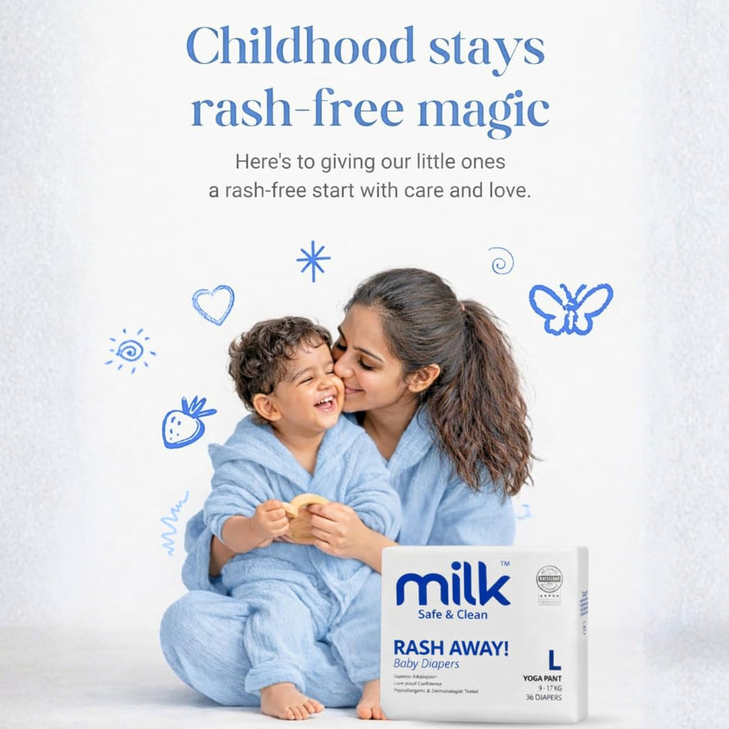 MILK Yoga Pants Diaper Size Large 9-17kg 36 Count