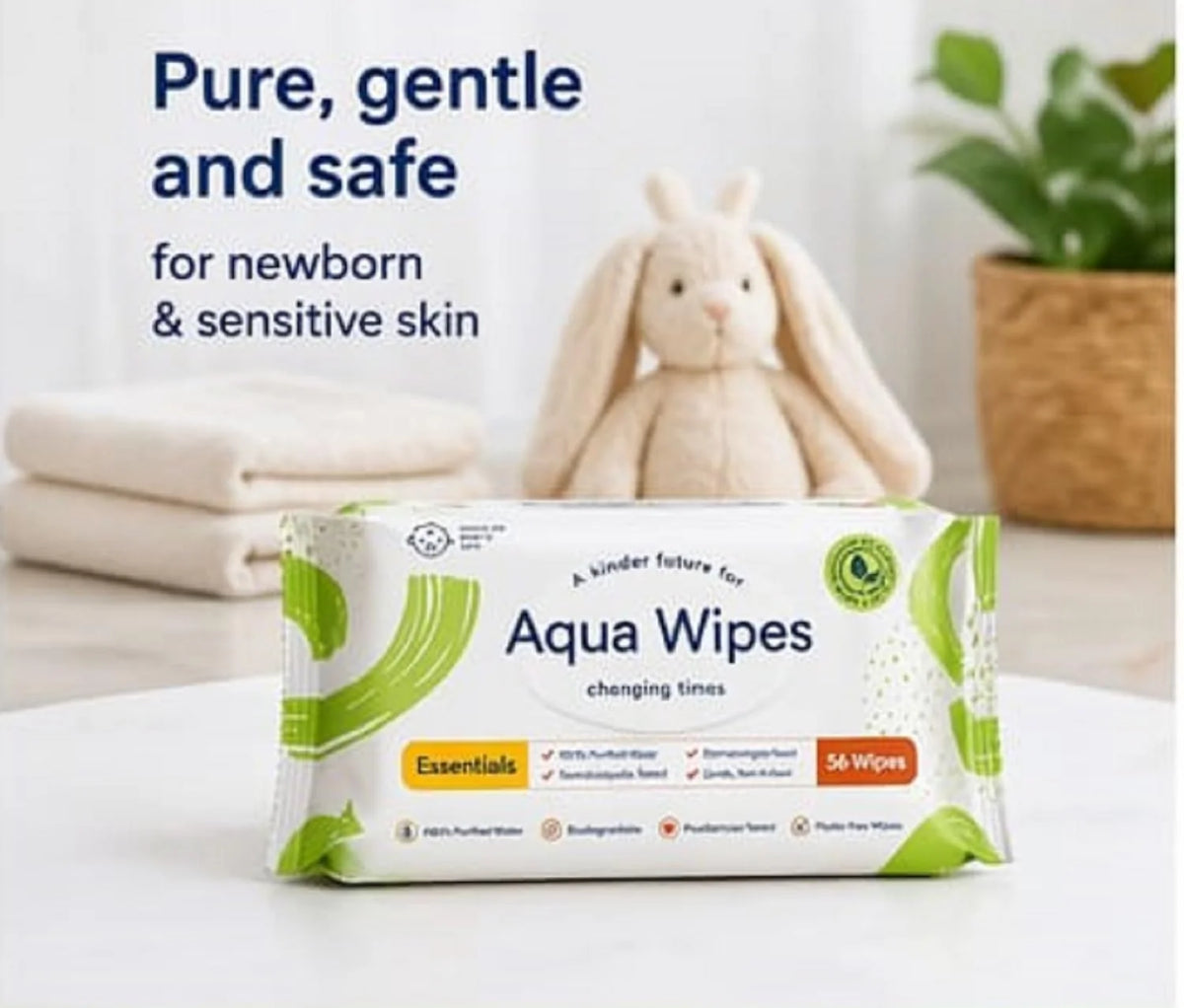 Aqua Wipes Essentials  99.6% Purified Water Baby Wipes 56 Count