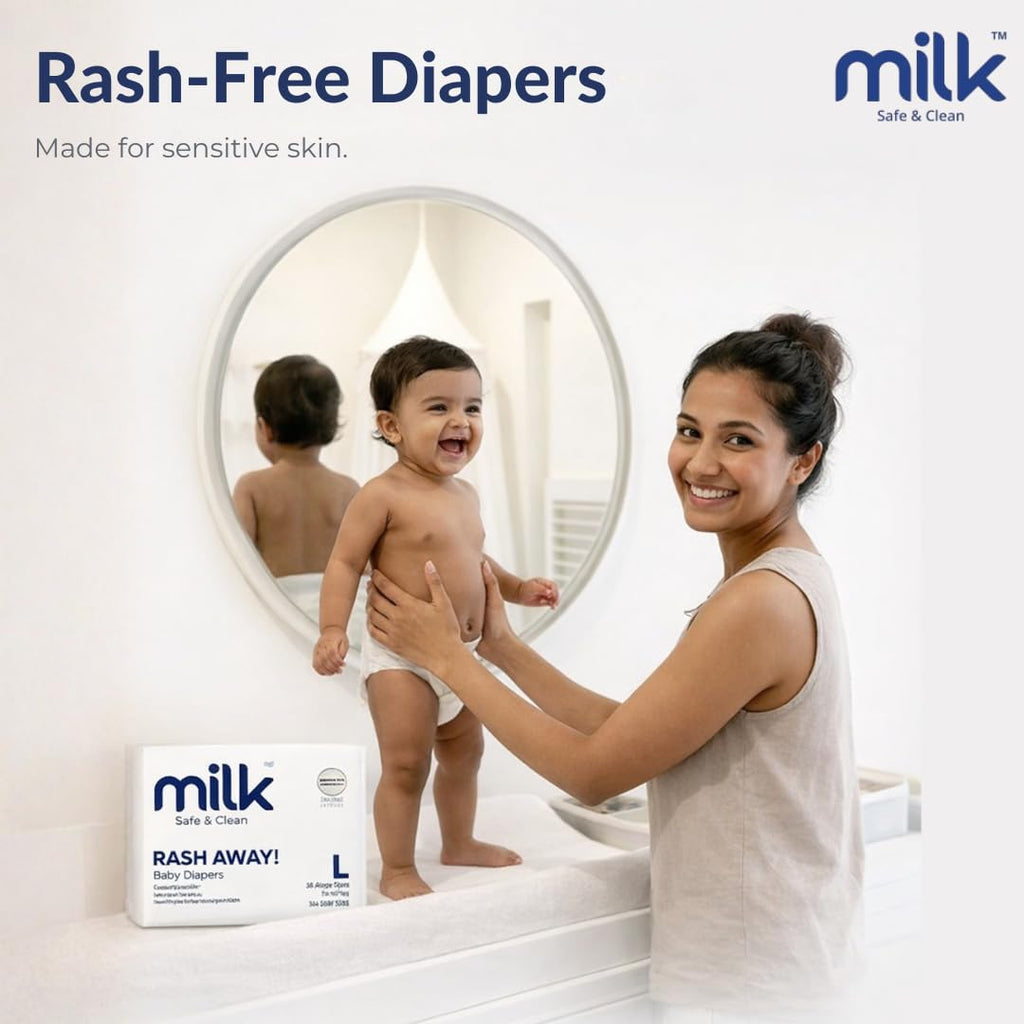 MILK Diapers Flexi Tape 9 to 17 kg Size Large 36 Count