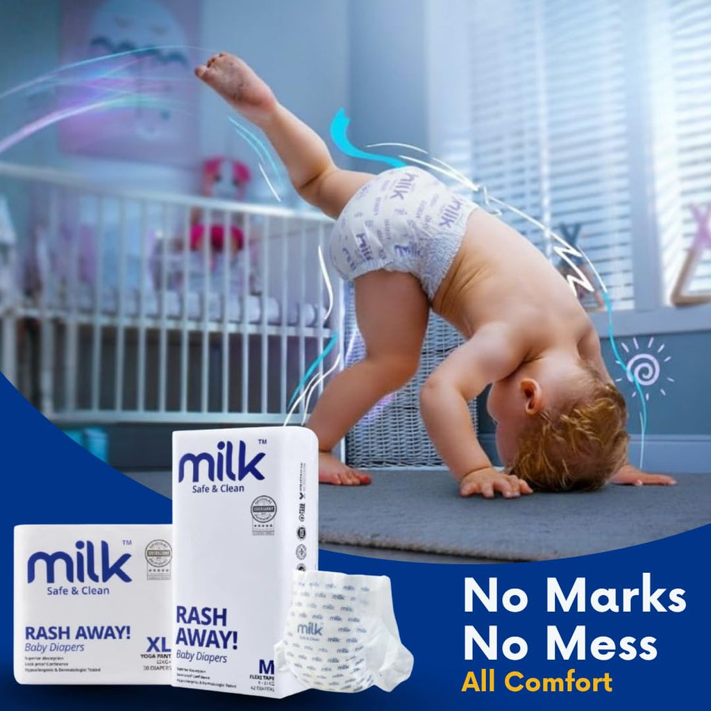 MILK Diapers Flexi Tape 4 to 8 kg Size Small 48 Count