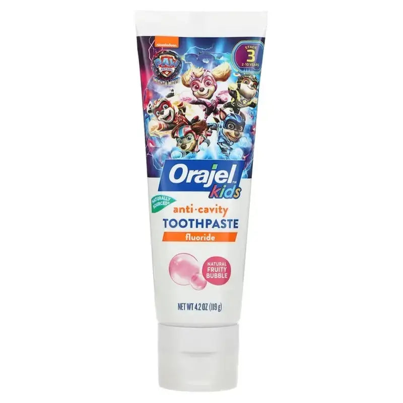 Orajel, Kids, Anticavity Fluoride Toothpaste, Paw Patrol, 2-10 Years, Natural Fruity Bubble, 4.2 oz (119 g)