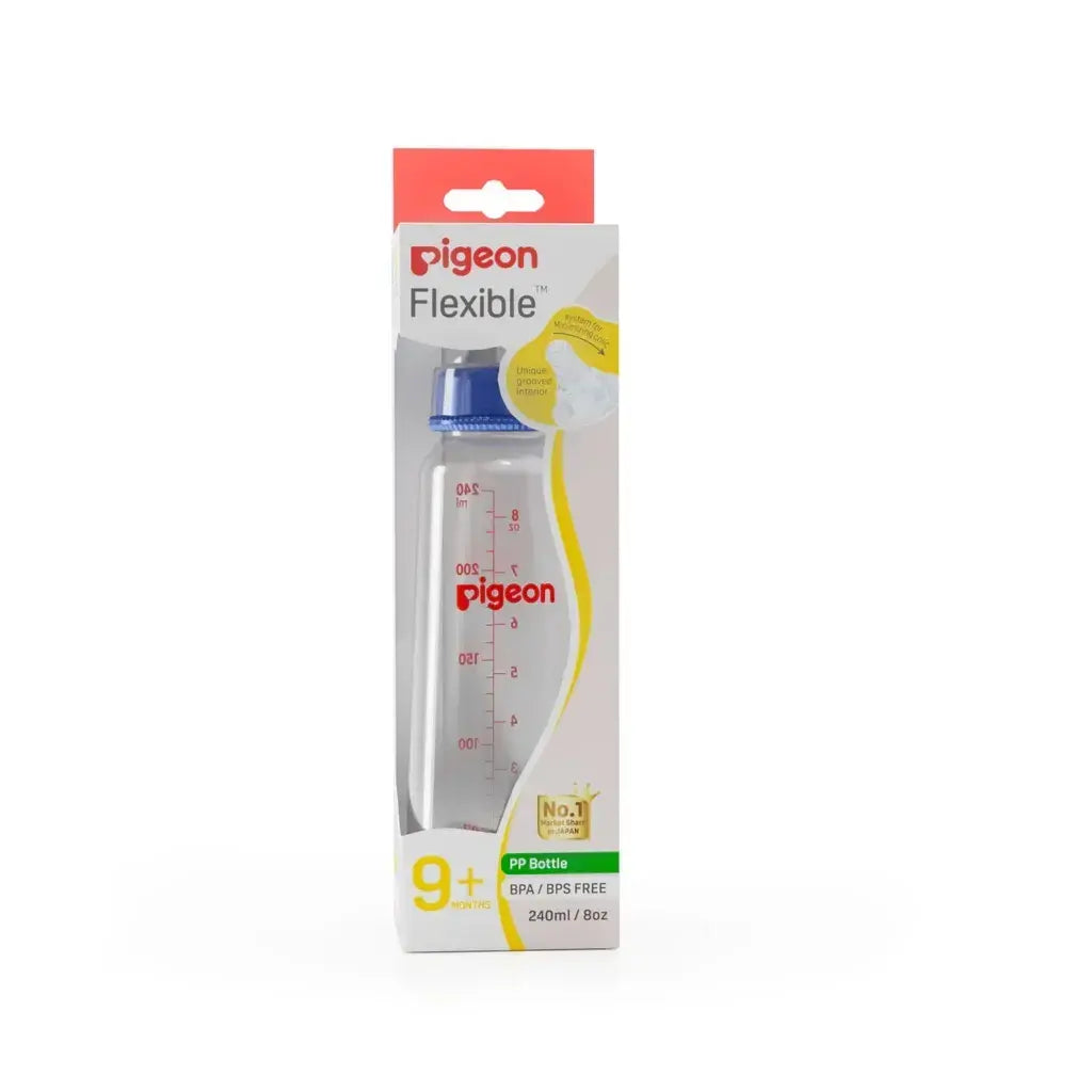 Pigeon Flexible Plastic Bottle Peristaltic Baby Nursing Feeding Bottle Kpp Nipple L for 9 Plus Months Babies 240ml 8oz