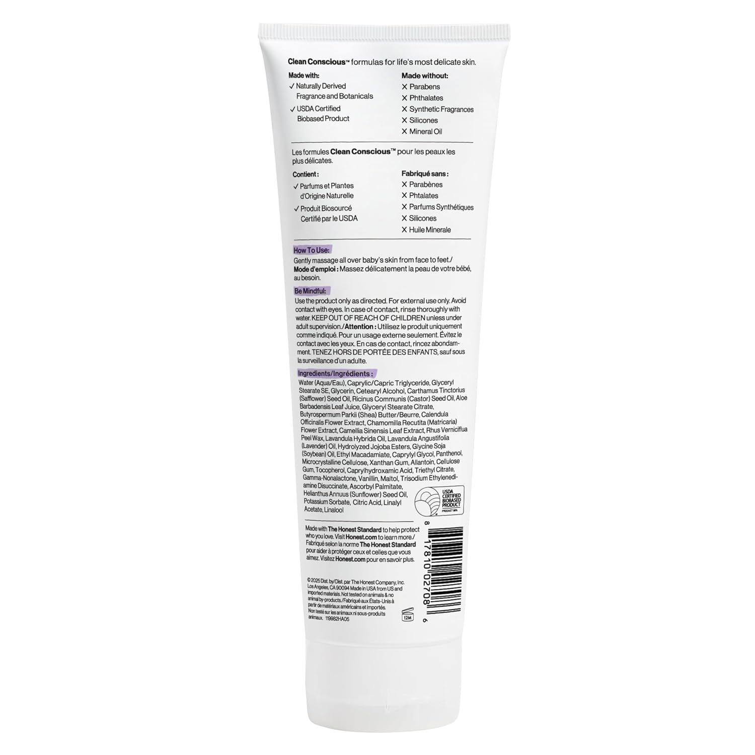 Honest Face + Body Lotion Lavender 8.5 FL OZ. 250 ML