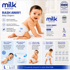 MILK Diapers Flexi Tape 9 to 17 kg Size Large 36 Count