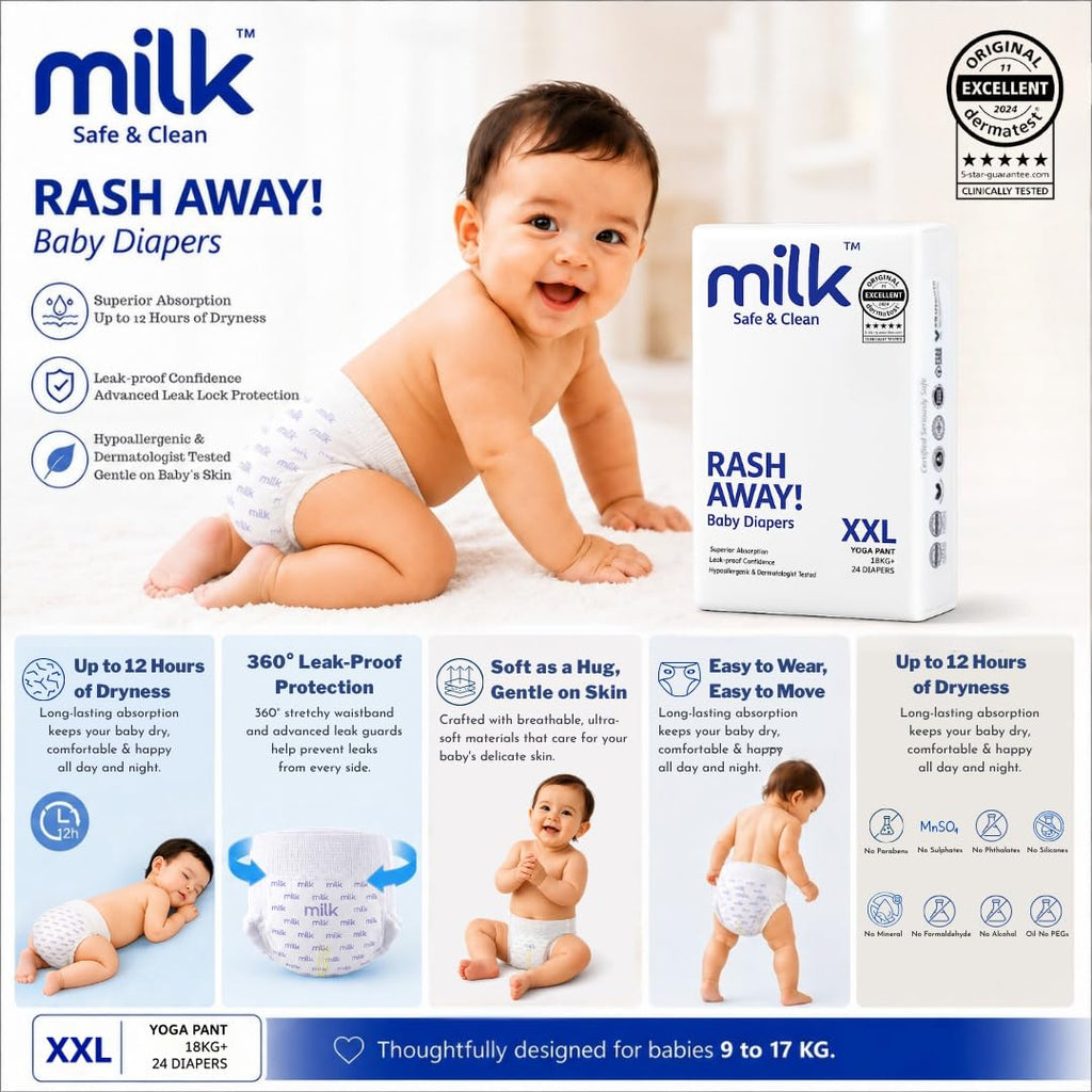 MILK Yoga Pants Diaper Size Extra Extra Large 18-25kg 24 Count