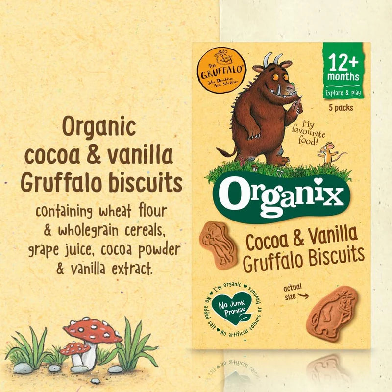 Organix Gruffalo Cocoa Vanilla Biscuits 100g for 12 Plus Months