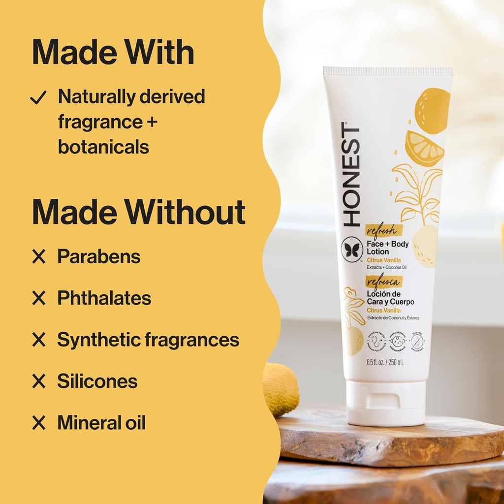 Honest Face + Body Lotion Sweet orange Vanilla 8.5 FL OZ. 250 ML