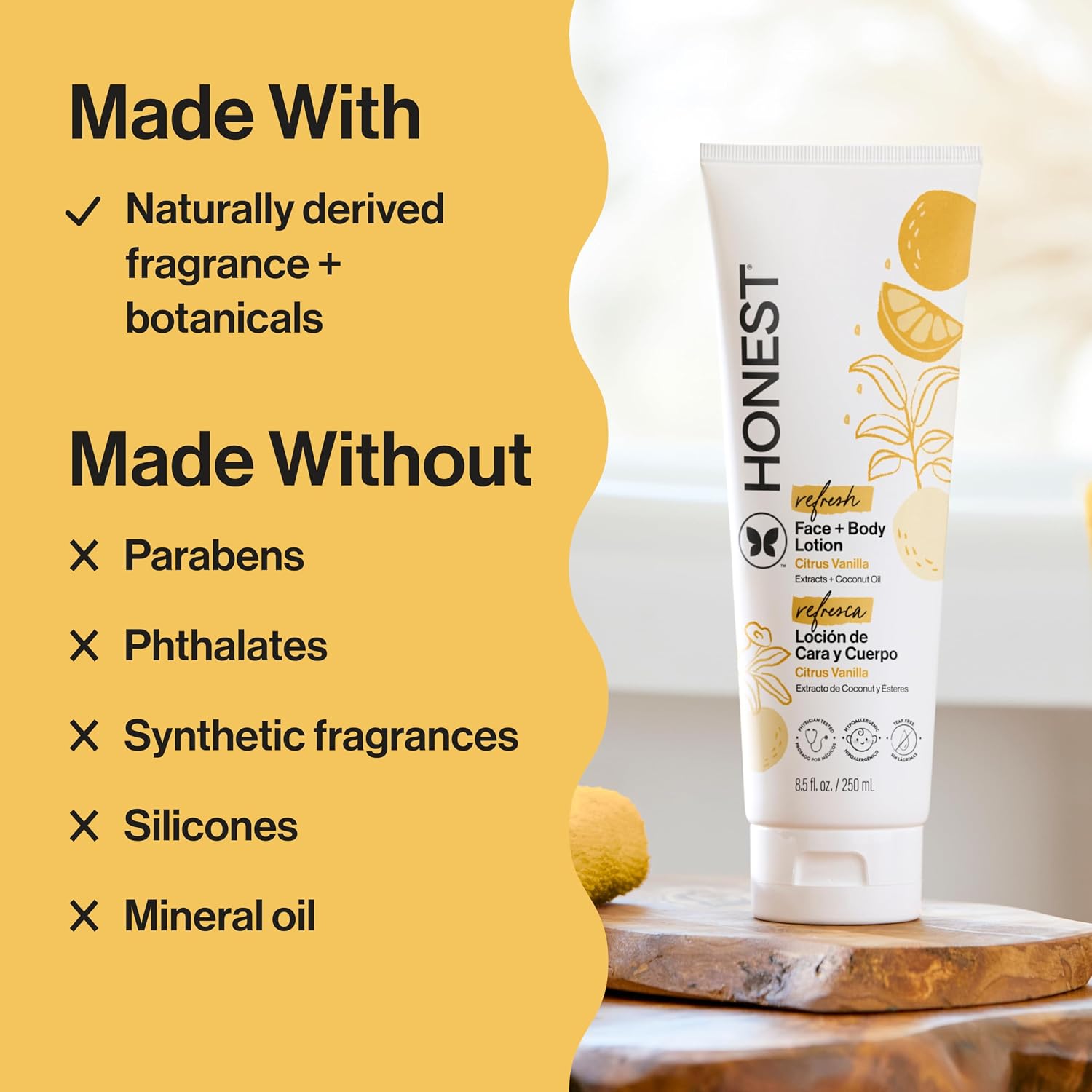 Honest Face + Body Lotion Sweet orange Vanilla 8.5 FL OZ. 250 ML