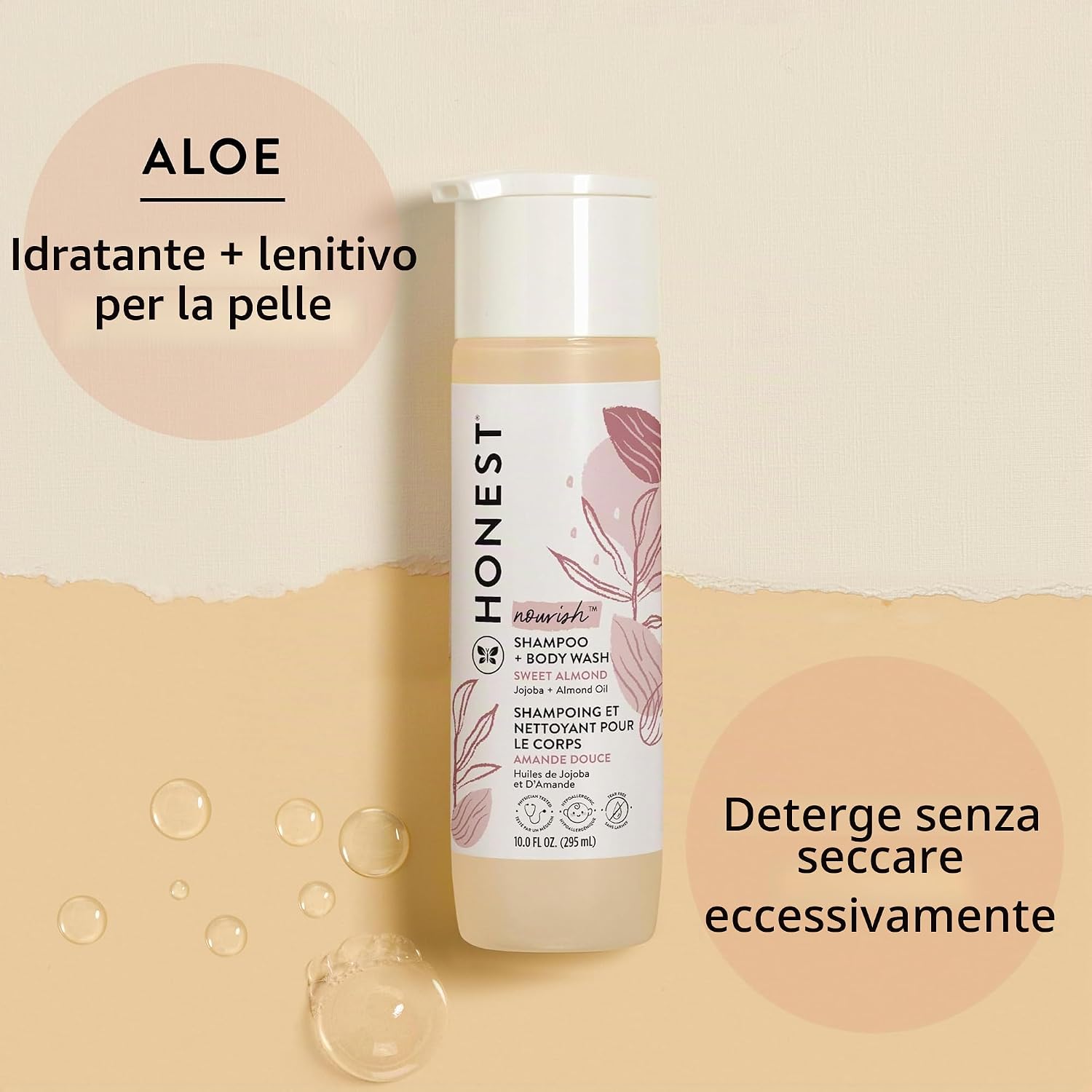 Honest Shampoo + Body Wash Sweet Almond 10 FL OZ. 295 ML