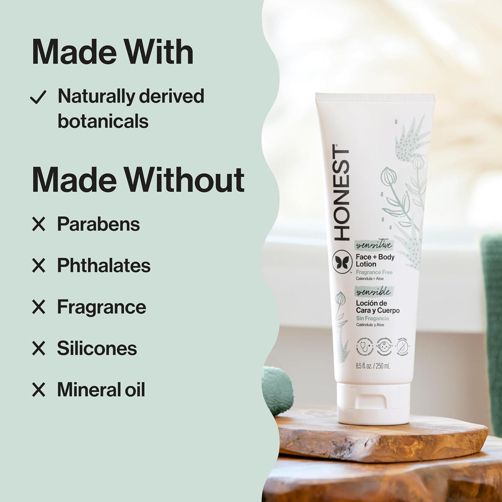 Honest Face + Body Lotion Fragrance Free 8.5 FL OZ. 250 ML