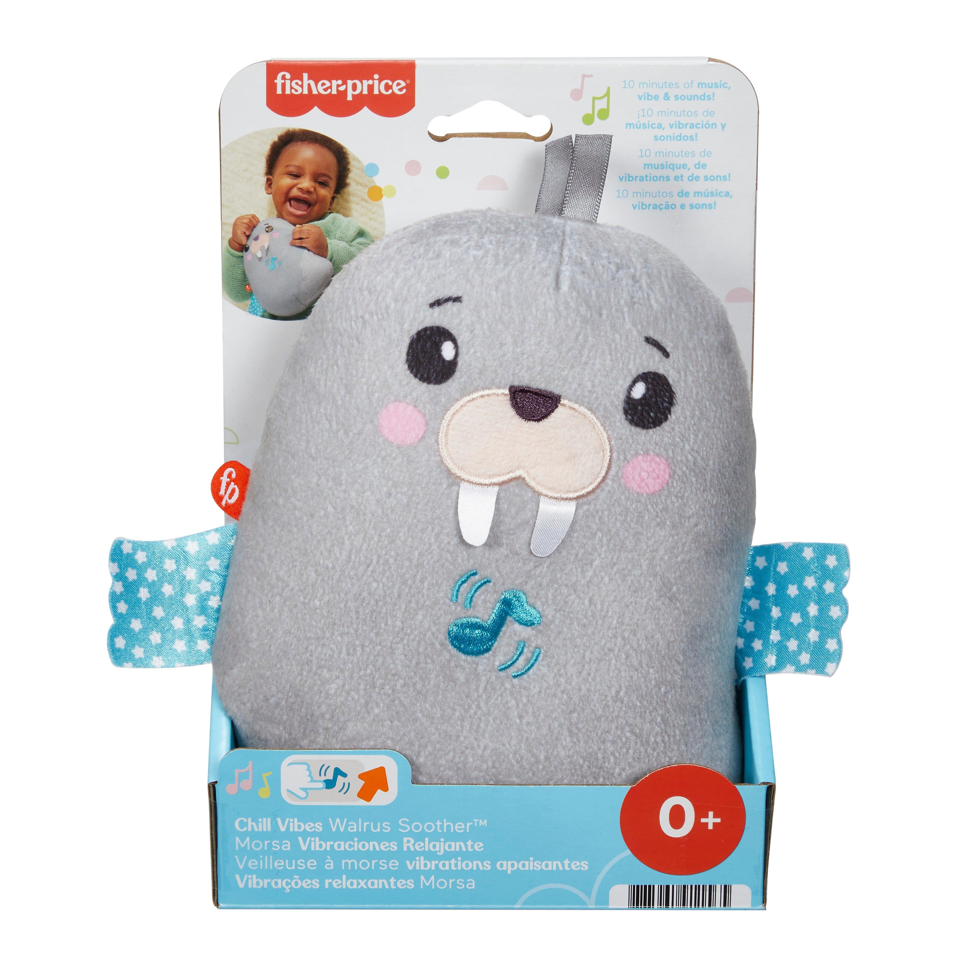 Fisher Price Fisher Price Chill Vibes Walrus Soother Take Along Musical Plush Toy with Calming Vibrations for Infants